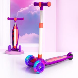 Storio Kick Scooter with Adjustable Height | Foldable | Skate for Kids with PVC Wheel | Age 3-10 Years - Max User Weight 60 kg, Purple